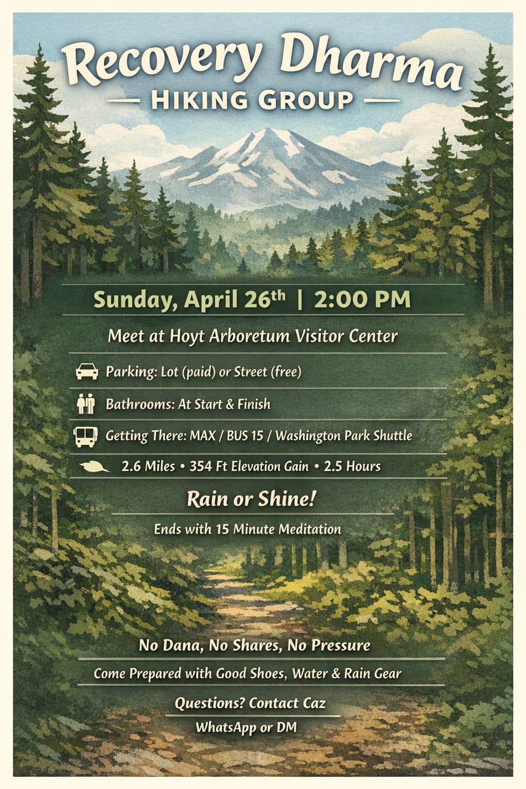 Hiking Group: Sunday, April 26th, 2:00 p.m.